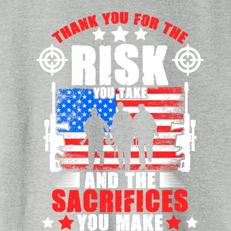 Thank You Military American Flag Soldier Memorial Veteran Cool Gift Women's Crop Top Tee