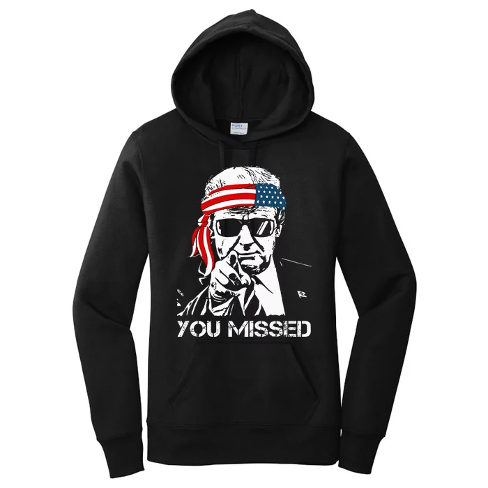 Trump You Missed Middle Finger 24 Vote Trump Women's Pullover Hoodie