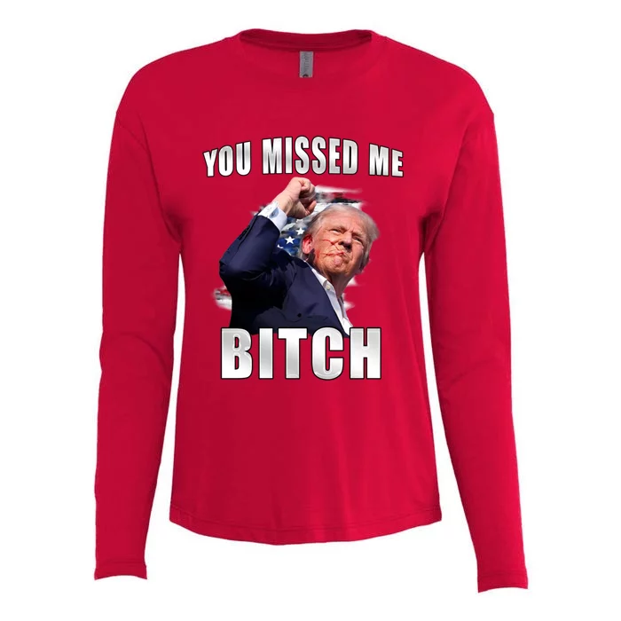 Trump You Missed Me Bitch Trump Shot Trump Supporters Tr Cute Gift Womens Cotton Relaxed Long Sleeve T-Shirt