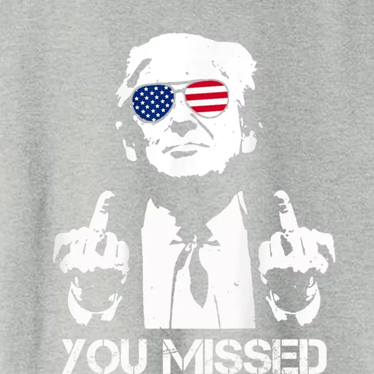 Trump You Missed Middle Finger 24 Vote Trump Cool Gift Women's Crop Top Tee