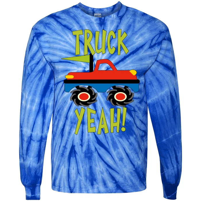 Truck Yeah Monster Red Truck Or Adults Great Gift Tie-Dye Long Sleeve Shirt