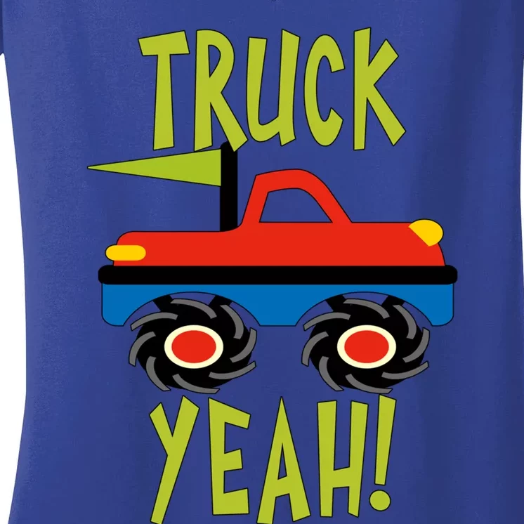 Truck Yeah Monster Red Truck Or Adults Great Gift Women's V-Neck T-Shirt