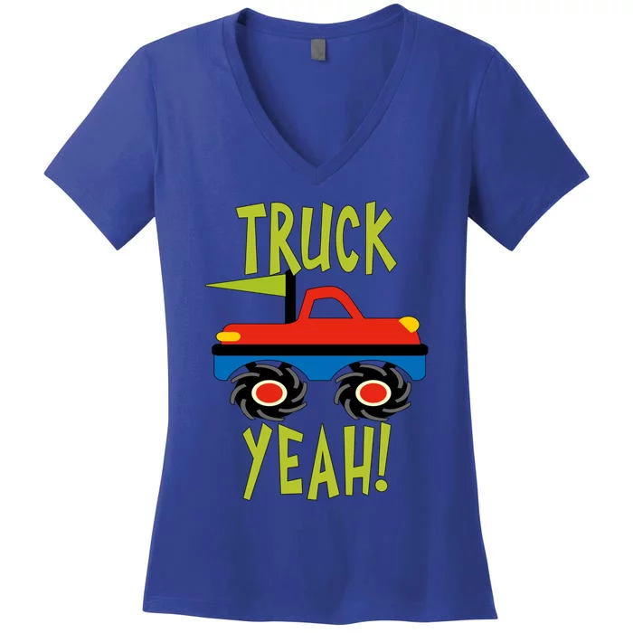 Truck Yeah Monster Red Truck Or Adults Great Gift Women's V-Neck T-Shirt