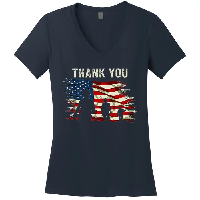 Thank You Military Boot Memorial Day Women's V-Neck T-Shirt