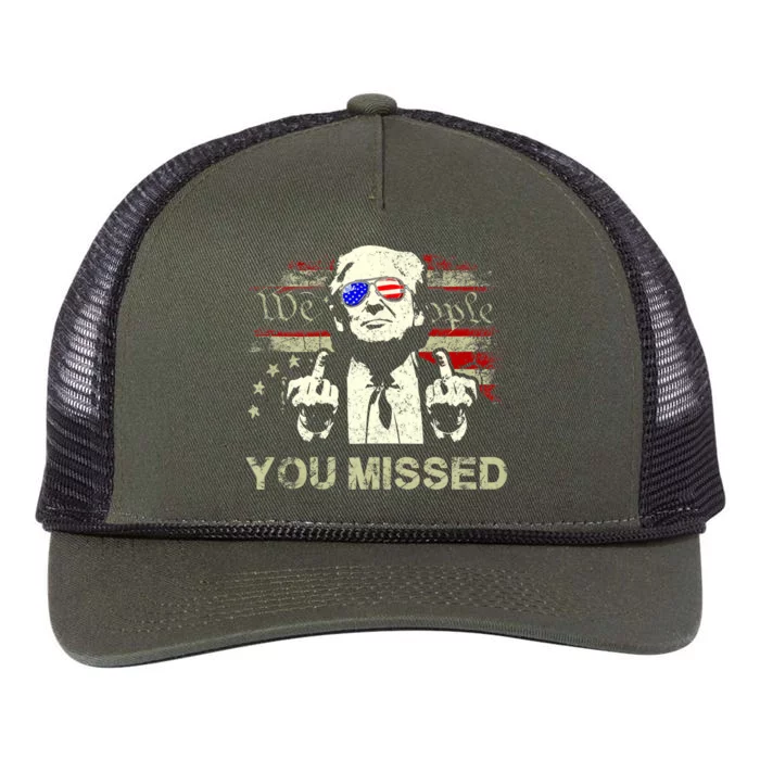 Trump You Missed Funny Trump 2024 Retro Rope Trucker Hat Cap