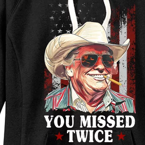 Trump You Missed Twice Western Cowboy Women's Fleece Hoodie