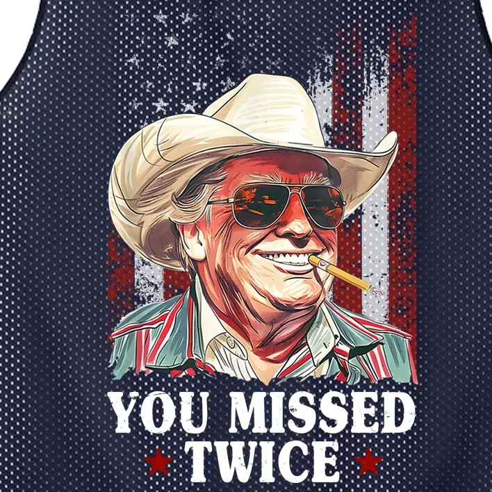 Trump You Missed Twice Western Cowboy Mesh Reversible Basketball Jersey Tank