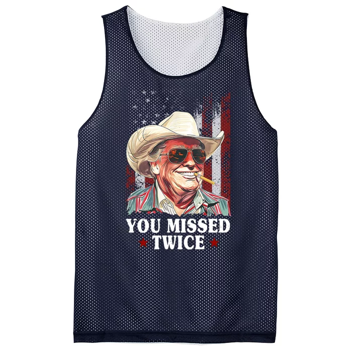 Trump You Missed Twice Western Cowboy Mesh Reversible Basketball Jersey Tank