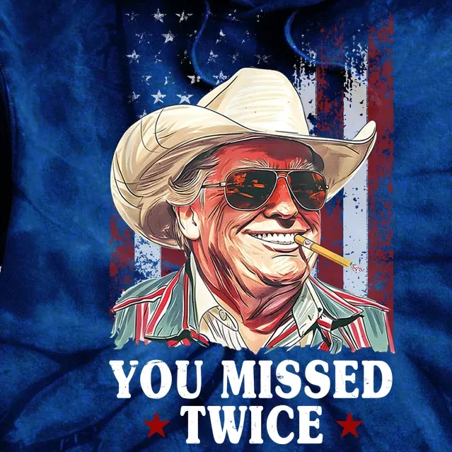 Trump You Missed Twice Western Cowboy Tie Dye Hoodie