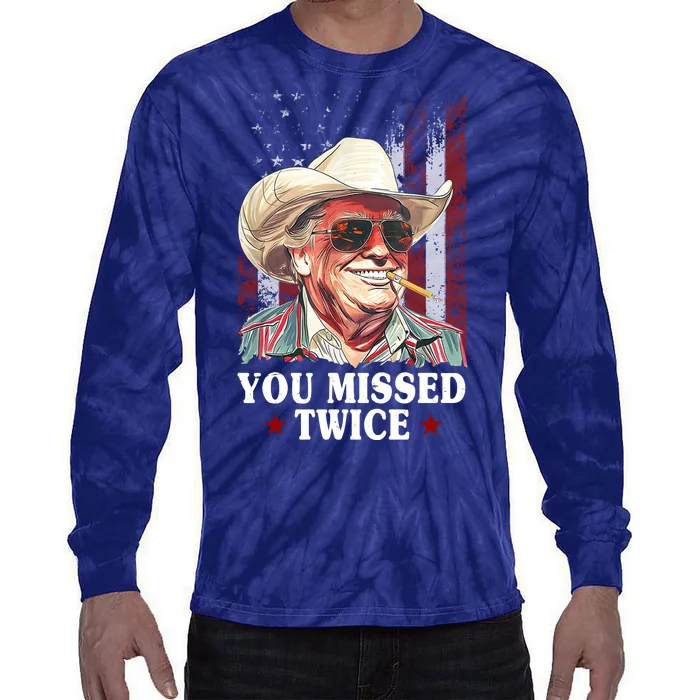 Trump You Missed Twice Western Cowboy Tie-Dye Long Sleeve Shirt