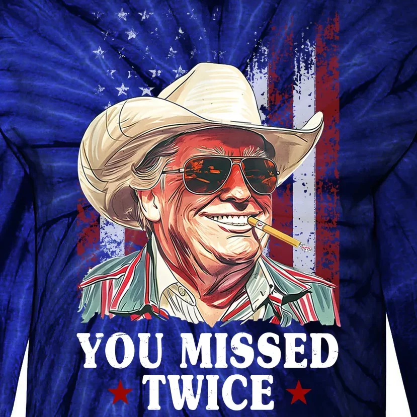 Trump You Missed Twice Western Cowboy Tie-Dye Long Sleeve Shirt