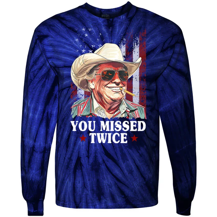 Trump You Missed Twice Western Cowboy Tie-Dye Long Sleeve Shirt