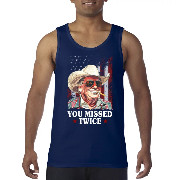 Trump You Missed Twice Western Cowboy Tank Top