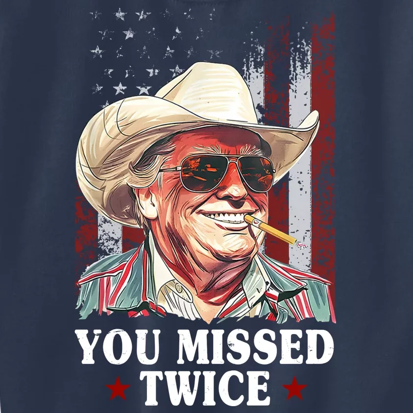 Trump You Missed Twice Western Cowboy Kids Sweatshirt