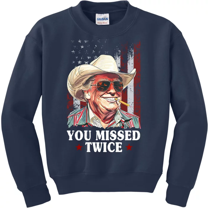 Trump You Missed Twice Western Cowboy Kids Sweatshirt