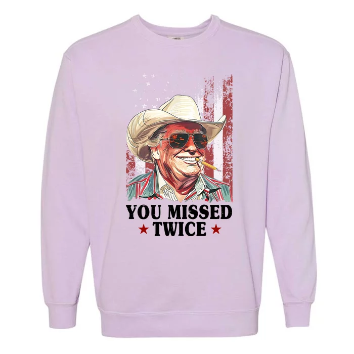 Trump You Missed Twice Western Cowboy Garment-Dyed Sweatshirt