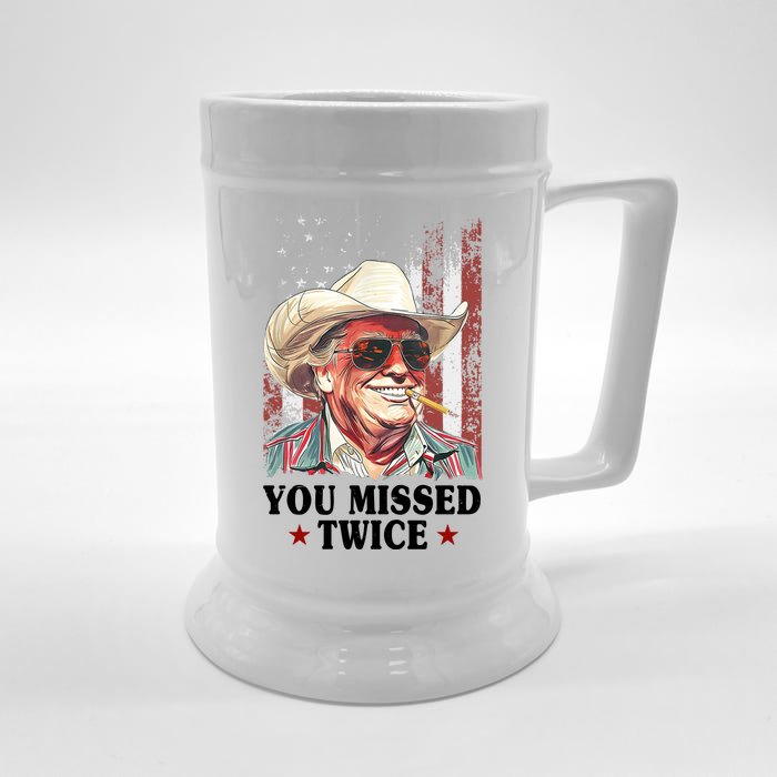 Trump You Missed Twice Western Cowboy Front & Back Beer Stein