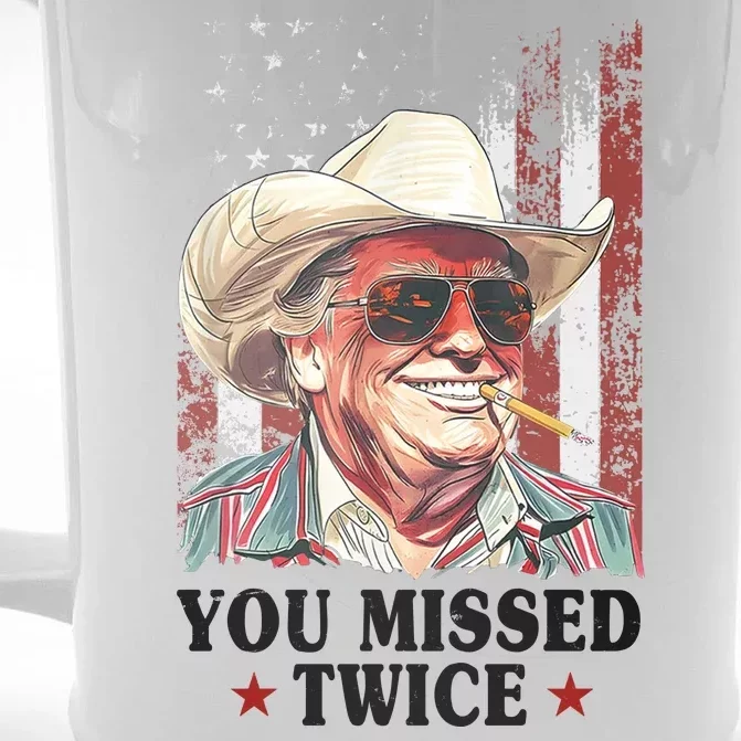 Trump You Missed Twice Western Cowboy Front & Back Beer Stein