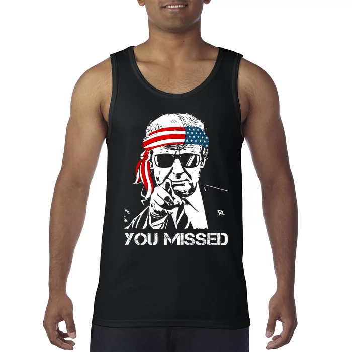 Trump You Missed Middle Finger 24 Vote Trump Patriotic Trump For President 2024 Tank Top