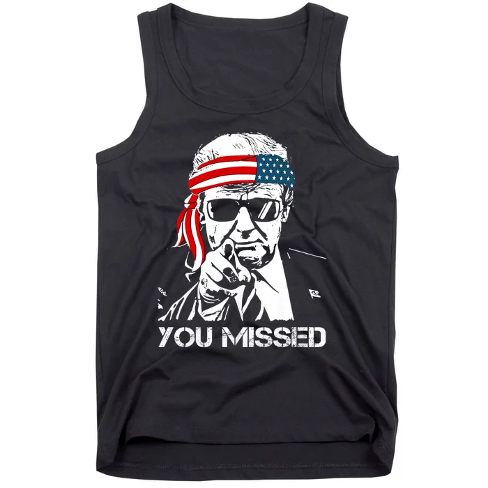 Trump You Missed Middle Finger 24 Vote Trump Patriotic Trump For President 2024 Tank Top