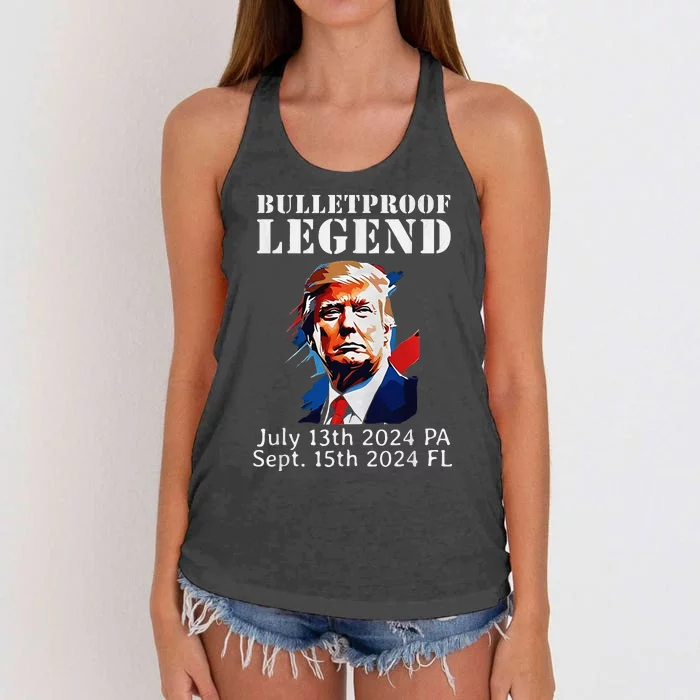 Trump You Missed Again Twice Pa Fl Golf Bulletproof Legend Women's Knotted Racerback Tank