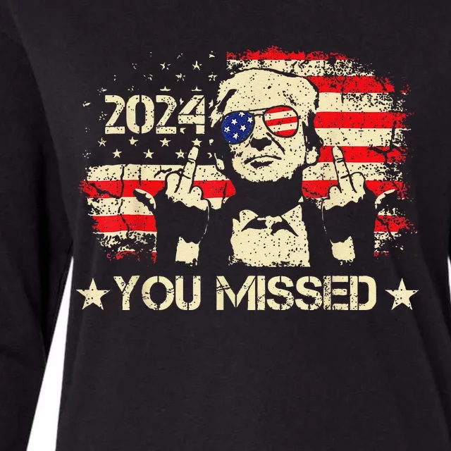 Trump You Missed Funny Trump 2024 Womens Cotton Relaxed Long Sleeve T-Shirt