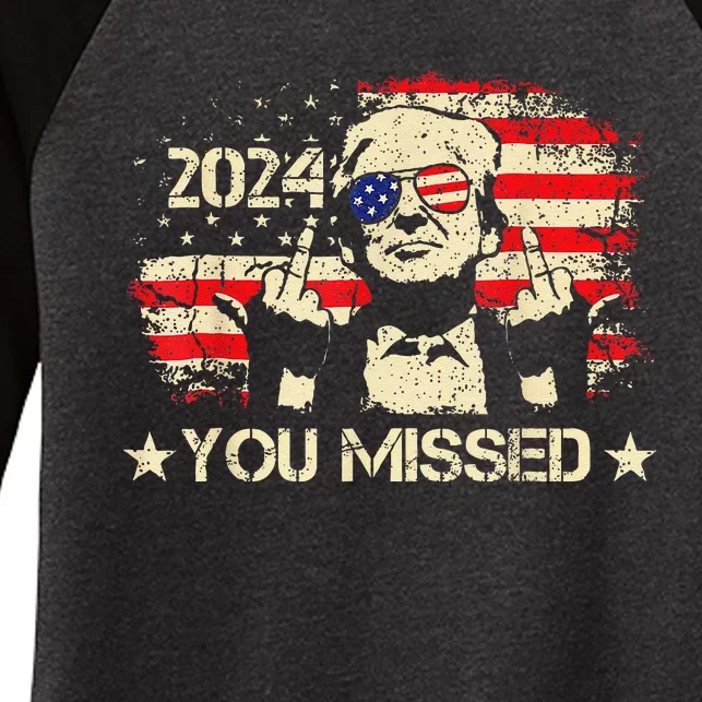 Trump You Missed Funny Trump 2024 Women's Tri-Blend 3/4-Sleeve Raglan Shirt