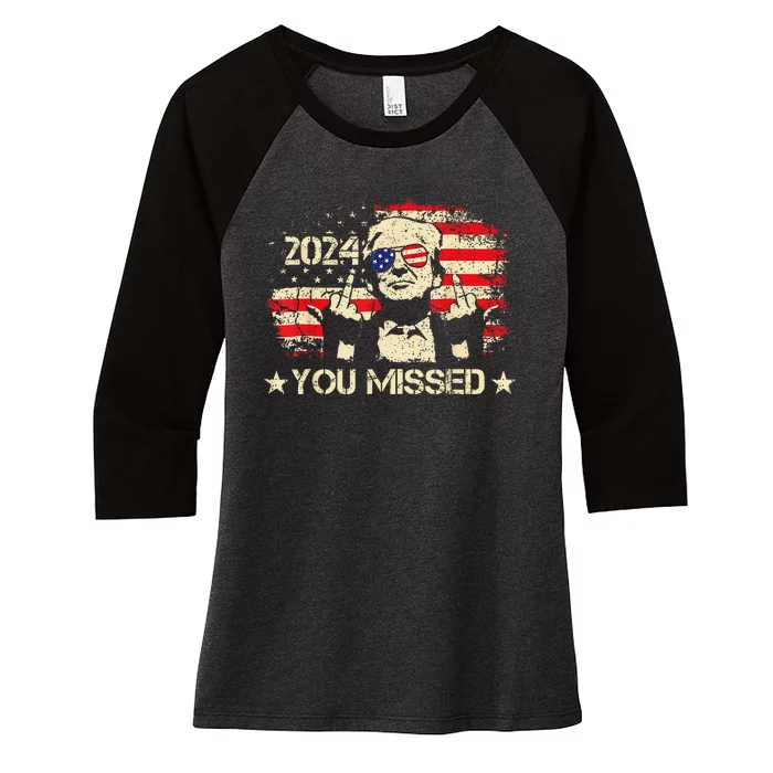 Trump You Missed Funny Trump 2024 Women's Tri-Blend 3/4-Sleeve Raglan Shirt