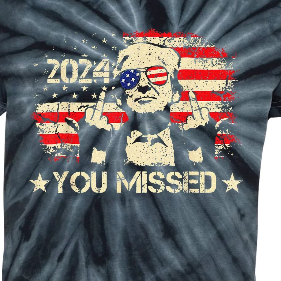 Trump You Missed Funny Trump 2024 Kids Tie-Dye T-Shirt