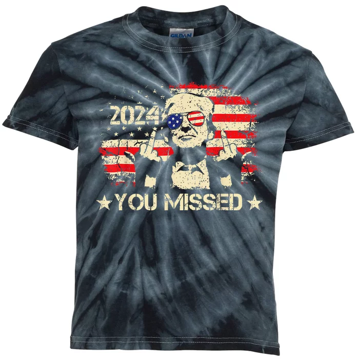 Trump You Missed Funny Trump 2024 Kids Tie-Dye T-Shirt