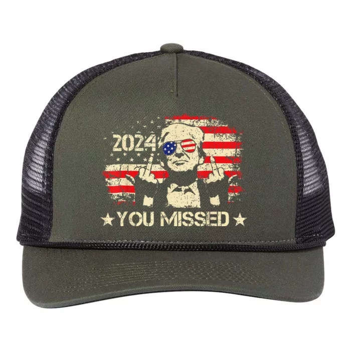 Trump You Missed Funny Trump 2024 Retro Rope Trucker Hat Cap