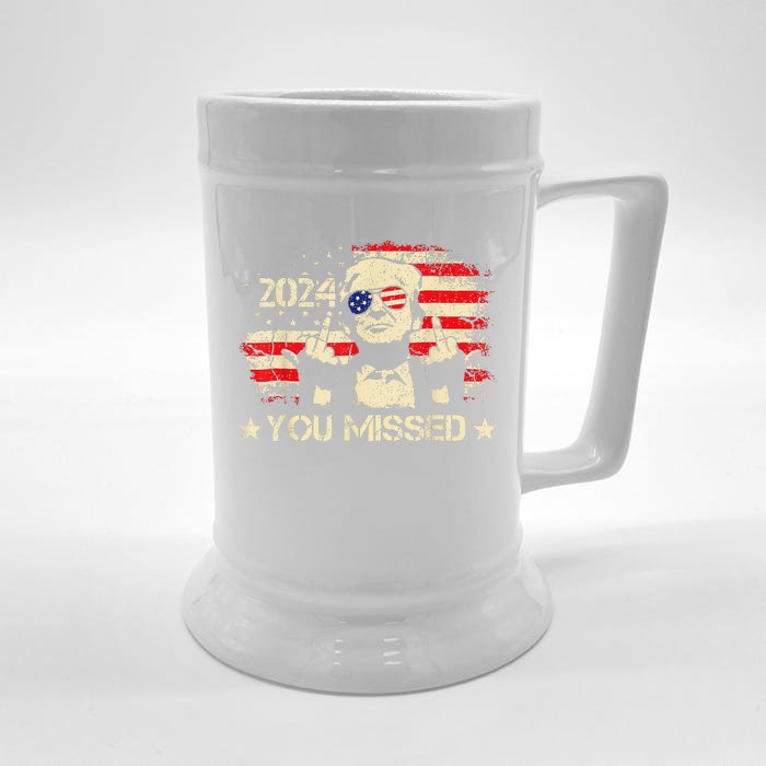 Trump You Missed Funny Trump 2024 Front & Back Beer Stein