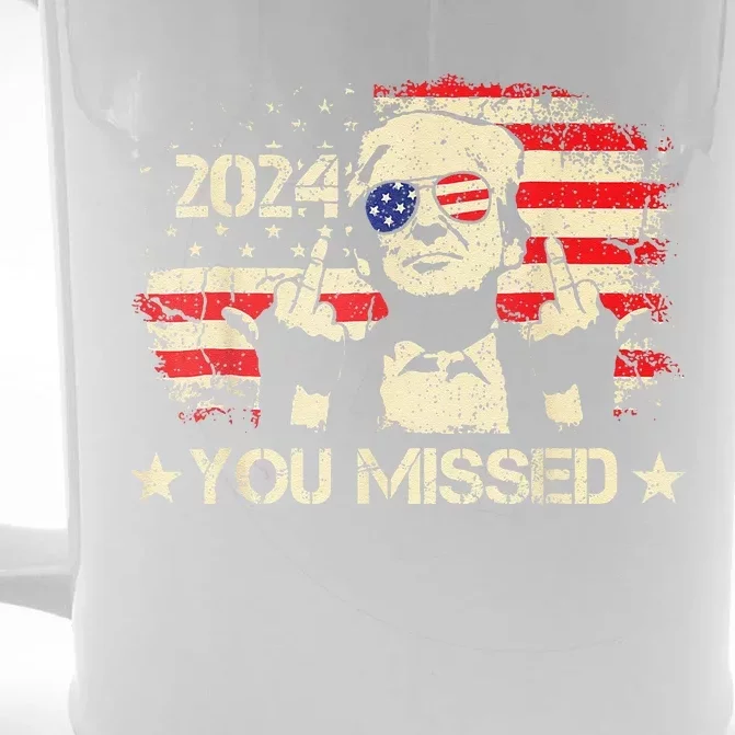 Trump You Missed Funny Trump 2024 Front & Back Beer Stein