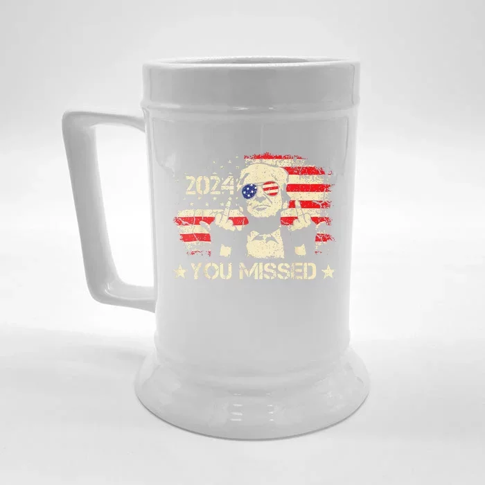 Trump You Missed Funny Trump 2024 Front & Back Beer Stein