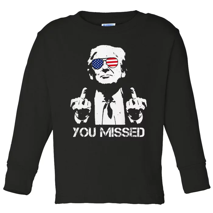 Trump You Missed Middle Finger 24 Vote Trump Toddler Long Sleeve Shirt