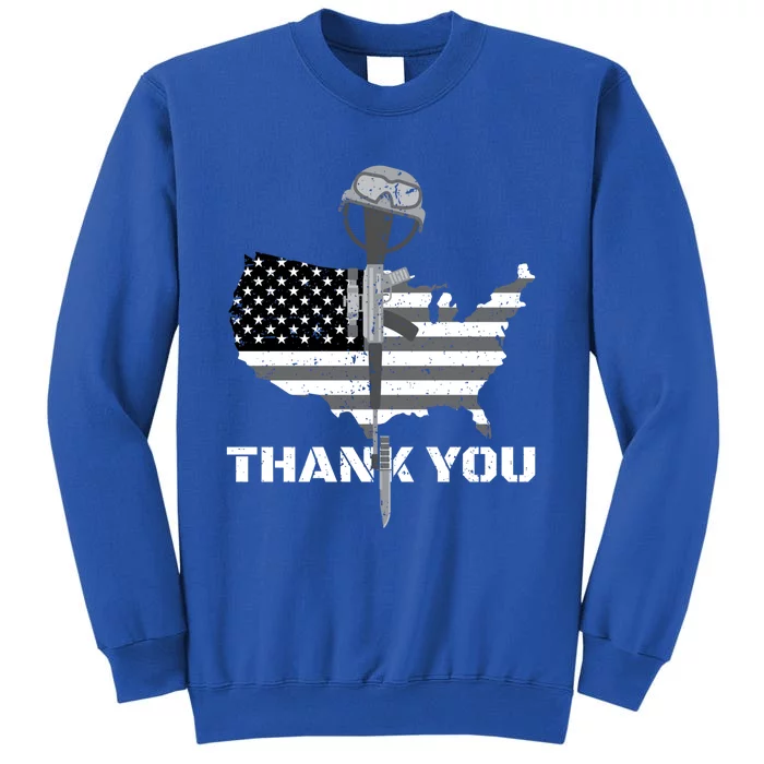 Thank You Military Veterans Memorial Day Remember Gift Tall Sweatshirt