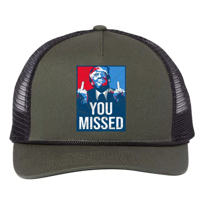 Trump You Missed Shooting Assassination Attempt Middle Finger Usa Patrioti Retro Rope Trucker Hat Cap