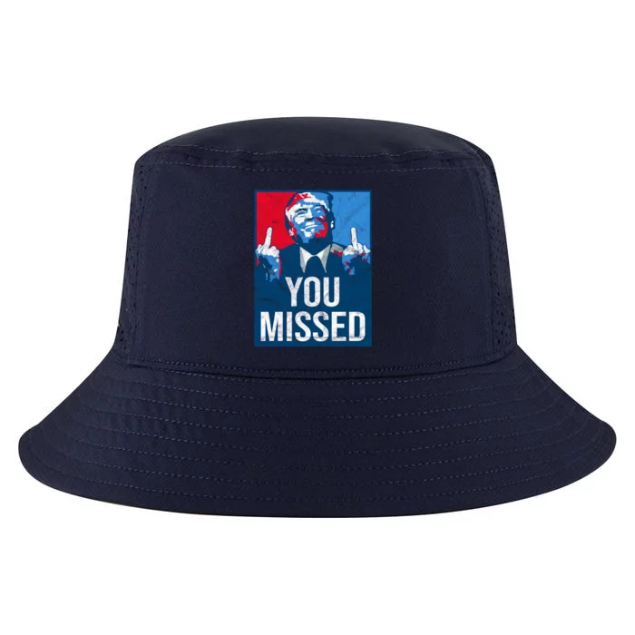 Trump You Missed Shooting Assassination Attempt Middle Finger Usa Patrioti Cool Comfort Performance Bucket Hat