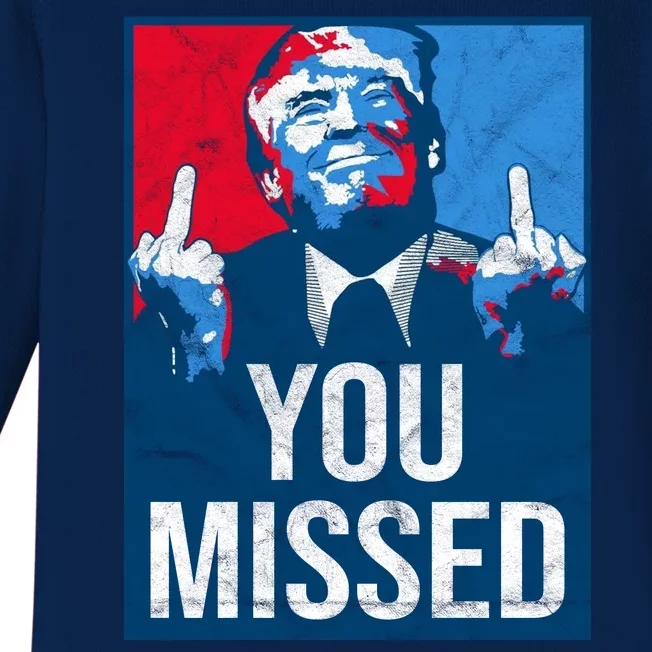 Trump You Missed Shooting Assassination Attempt Middle Finger Usa Patrioti Baby Long Sleeve Bodysuit