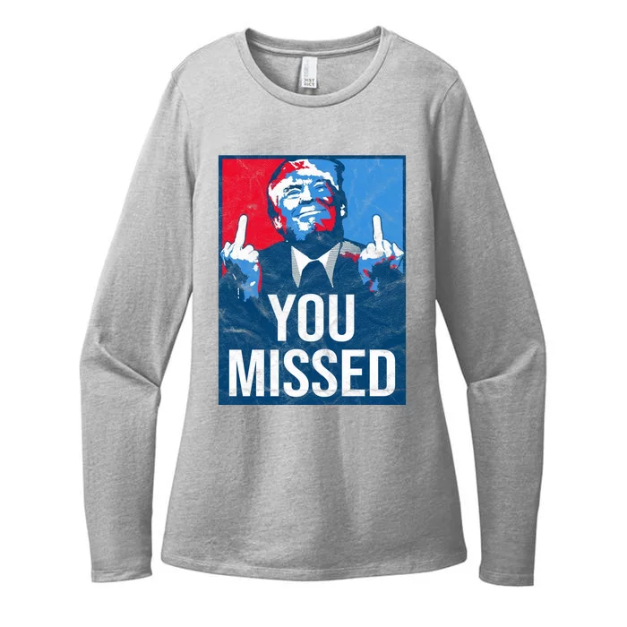 Trump You Missed Shooting Assassination Attempt Middle Finger Usa Patrioti Womens CVC Long Sleeve Shirt