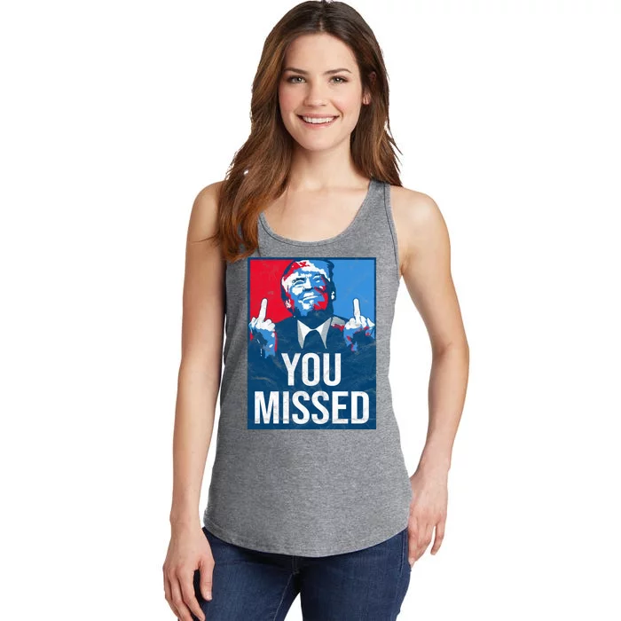 Trump You Missed Shooting Assassination Attempt Middle Finger Usa Patrioti Ladies Essential Tank