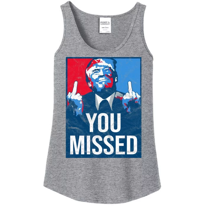 Trump You Missed Shooting Assassination Attempt Middle Finger Usa Patrioti Ladies Essential Tank