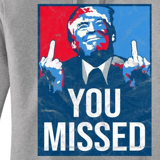 Trump You Missed Shooting Assassination Attempt Middle Finger Usa Patrioti Women's Pullover Hoodie