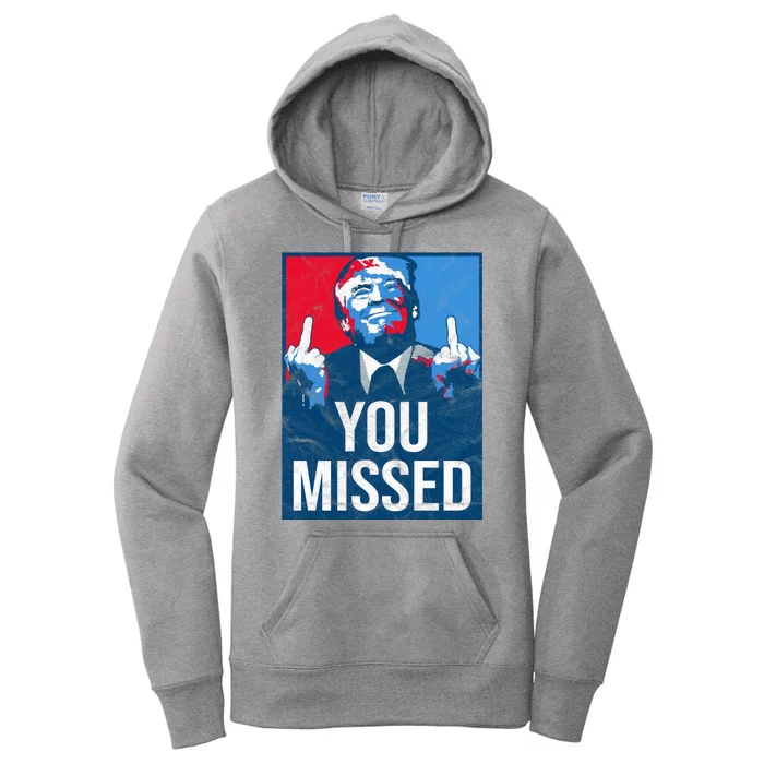 Trump You Missed Shooting Assassination Attempt Middle Finger Usa Patrioti Women's Pullover Hoodie