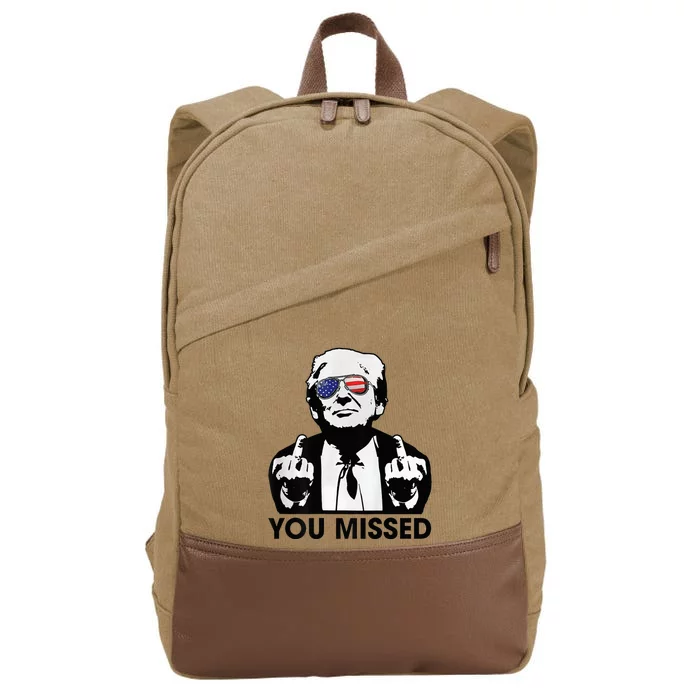 Trump You Missed Funny Trump 2024 Cotton Canvas Backpack