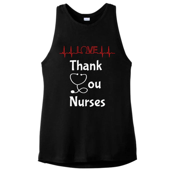 Thank You Nurses Love Stethoscope Valentine's Day Ladies Tri-Blend Wicking Tank