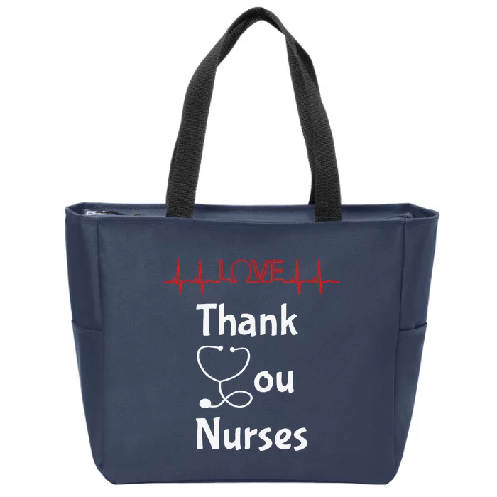 Thank You Nurses Love Stethoscope Valentine's Day Zip Tote Bag