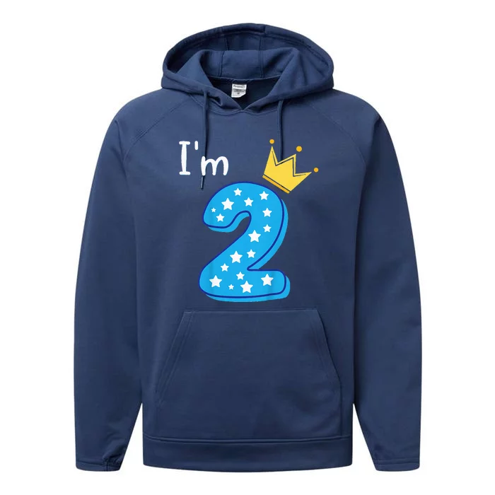 Two Year Old Birthday 2yr 2nd 2 Year Old Birthday Performance Fleece Hoodie