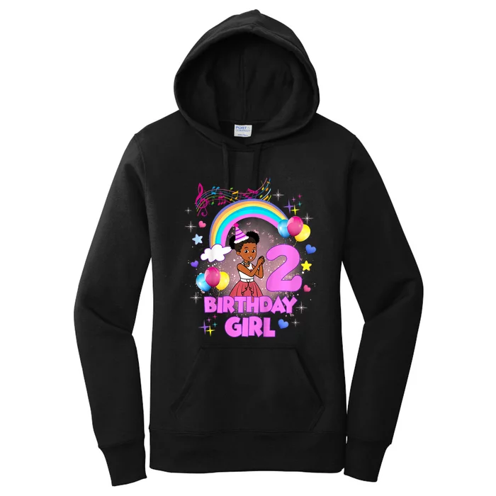 Two Year Old Birthday Girl Cute 2nd Birthday Corner Women's Pullover Hoodie