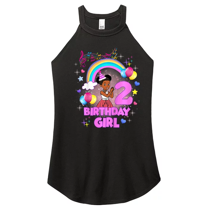 Two Year Old Birthday Girl Cute 2nd Birthday Corner Women’s Perfect Tri Rocker Tank